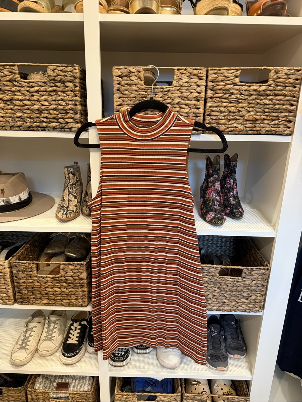 Altar'd State Multistripe Ribbed Top in Brown, Red, Cream